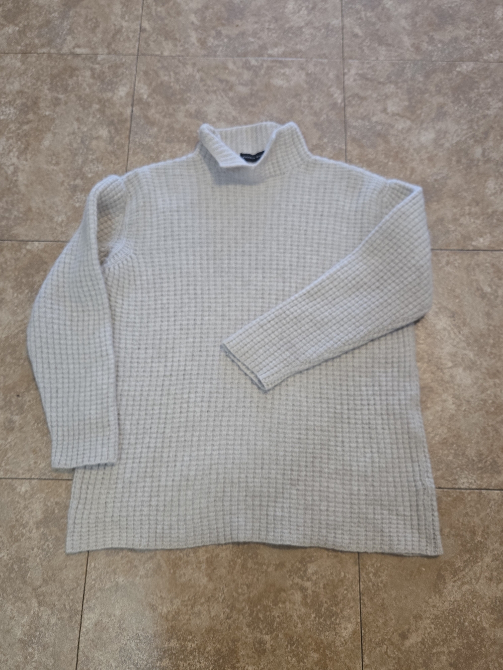Franco Ziche Italy Angora Wool Waffle Knit Mock Neck Sweater Cream Size M